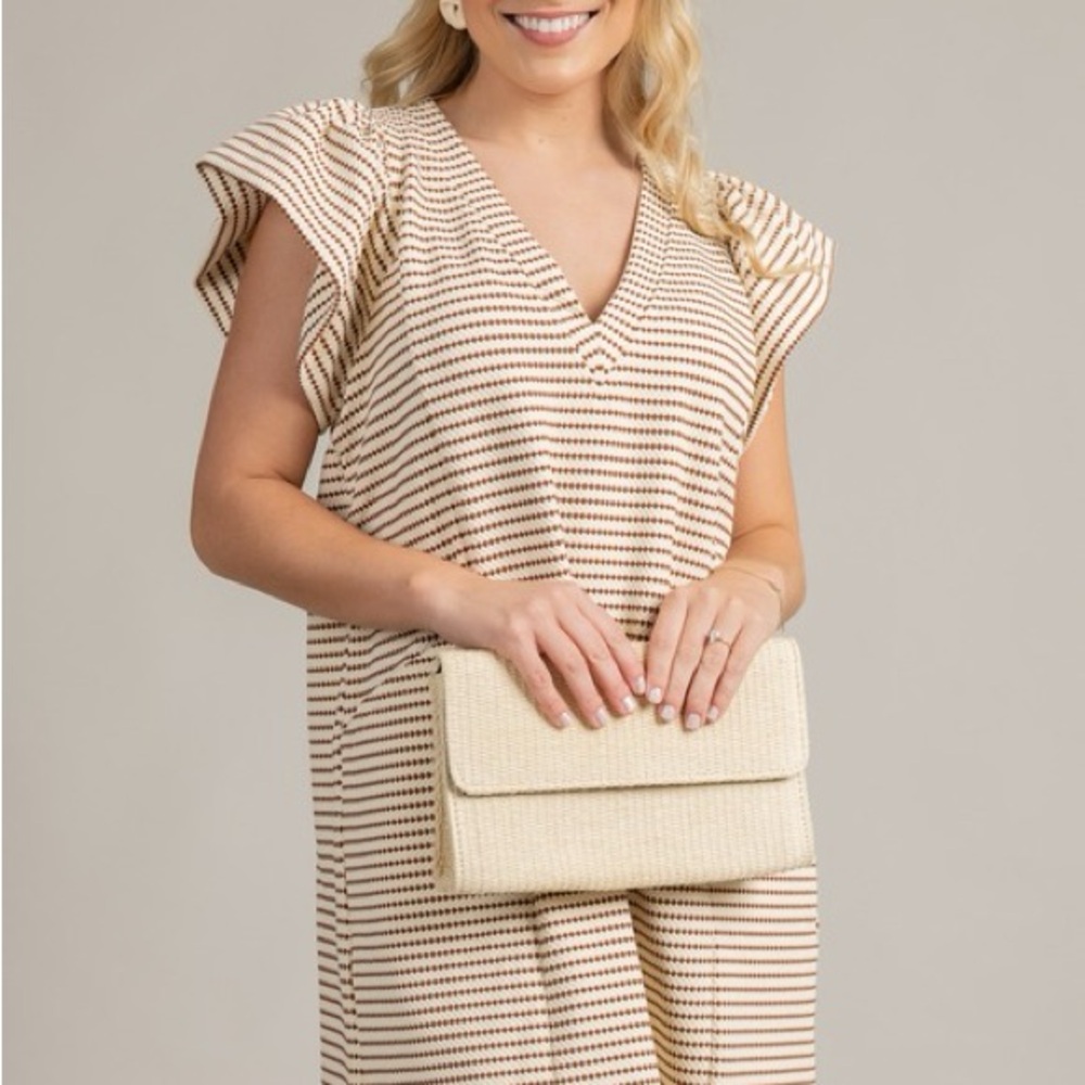 Entro DOTTED LINE DRESS, ECRU MOCHA Size M - Picture 4 of 10